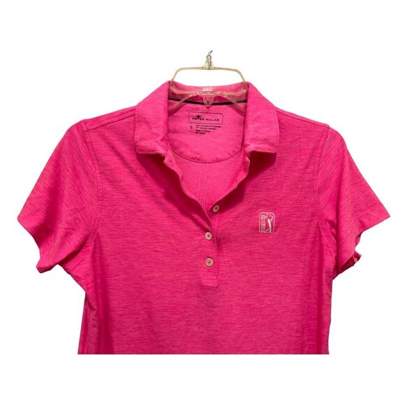 Women's Size Small Peter Millar Jersey Polo Shirt Pink - Picture 2 of 5